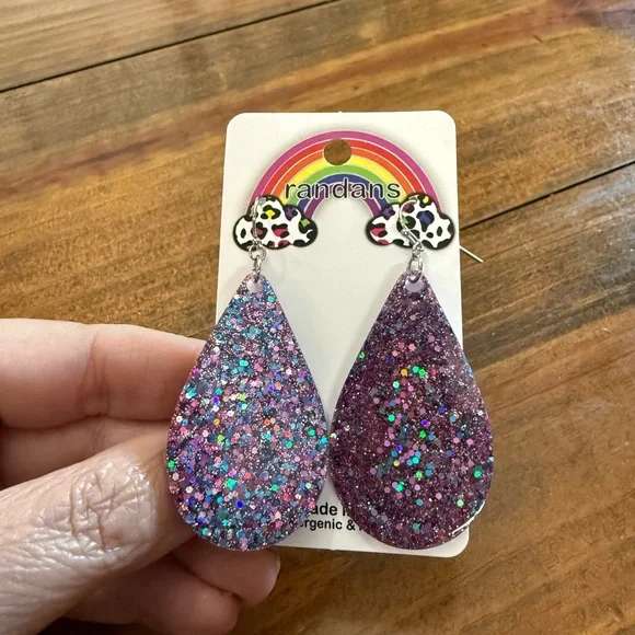 Randans Glitter Teardrop Earrings - Picture 2 of 3